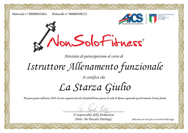 Certificazione Allenamento Funzionale - Istruttore Roma Nord